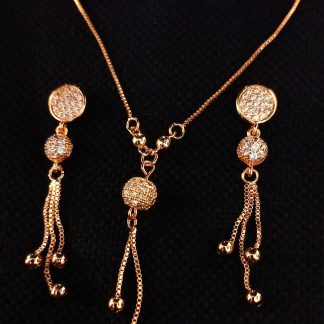 High Quality Golden Heavy Chain Pendant set with long Earrings