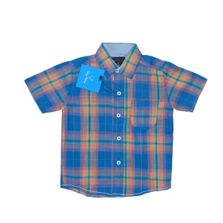 2 to 12 Years Boy's Mustard Blue Check shirt FO-BST-003