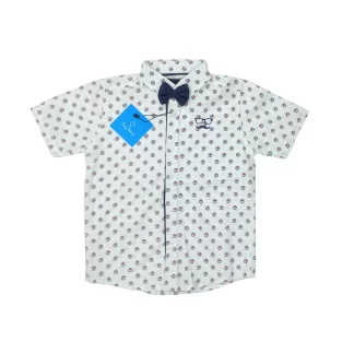 4 to 6 Years Boy's White Printed Dots Shirt FO-BST-010