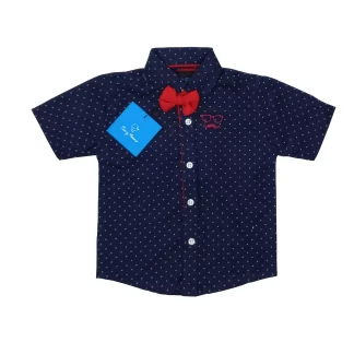 1 to 6 Years Boy's Navy Blue Printed Dots ShirtFO-BST-011