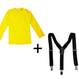 Yellow Full Sleeve T-Shirt + Galas Suspenders Set